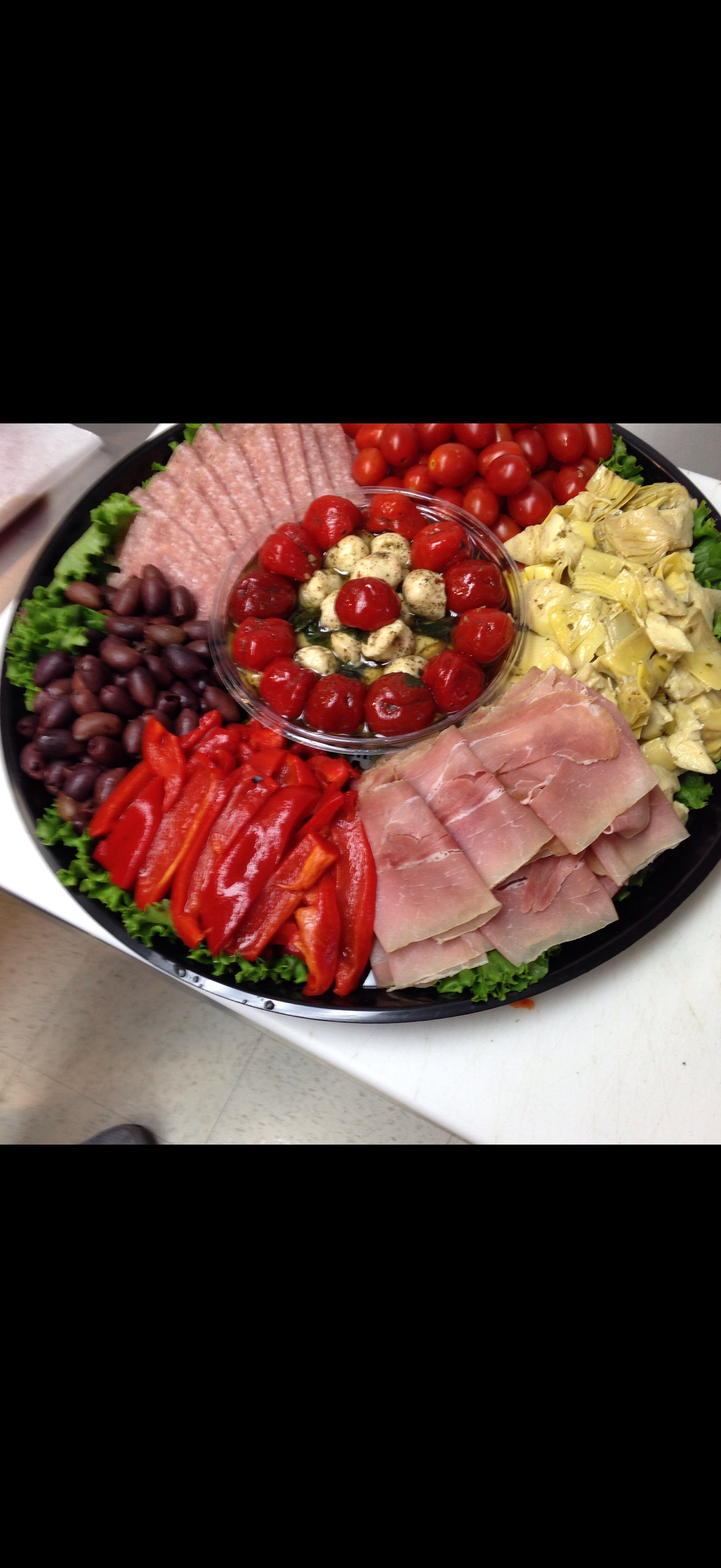 Cold deli meat and antipasto platter at Eric's Deli & Catering